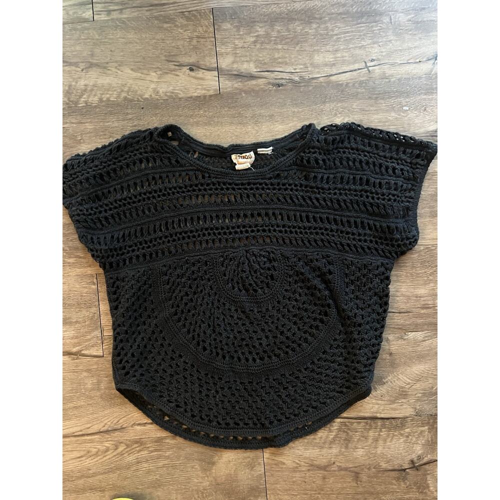 Vintage Mudd‎ Large Black Crochet Short Sleeve Top
